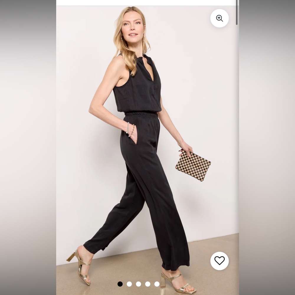 Cloth & Stone ruffle neck wide leg jumpsuit size XS